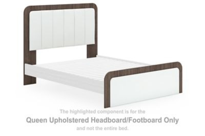 Kendanport - Queen Upholstered Headboard/Footboard - Brown / White
