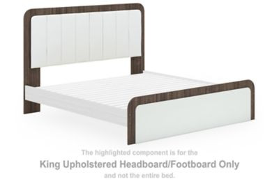 Kendanport - King Upholstered Headboard/Footboard - Brown / White