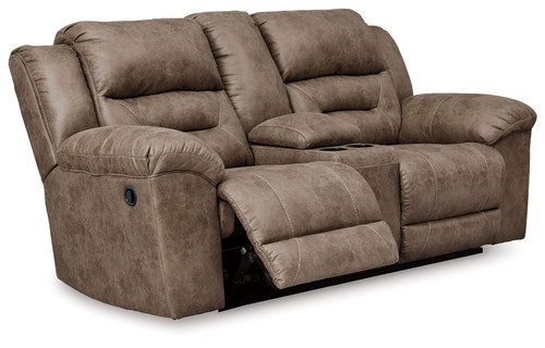 Stoneland - DBL Rec Loveseat w/Console - Light Brown