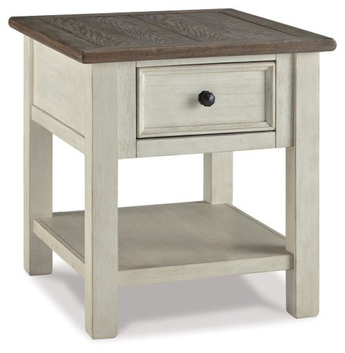 Bolanburg - Rectangular End Table - White / Brown / Beige