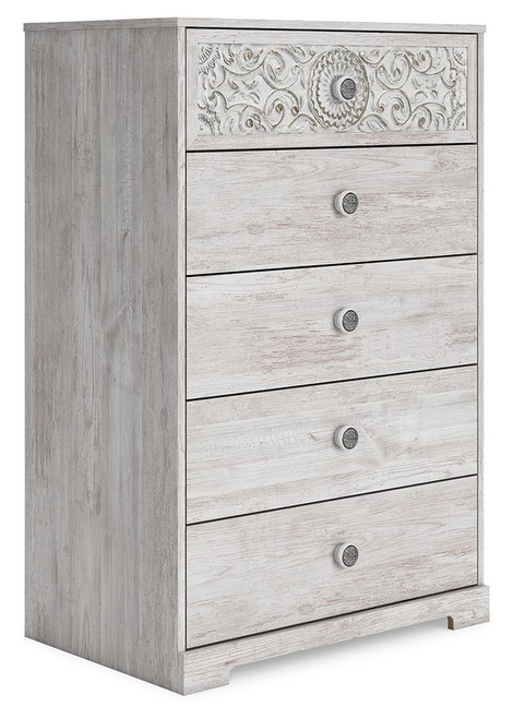 Paxberry - Five Drawer Chest - Whitewash