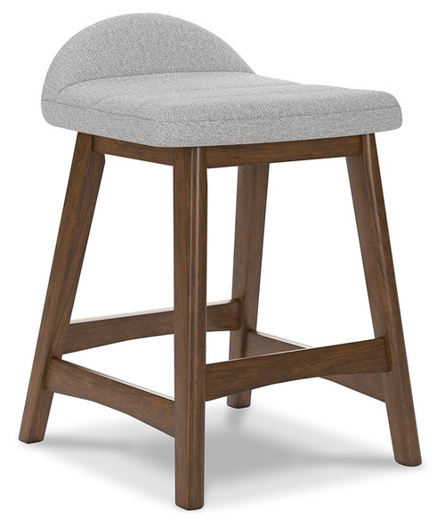 Lyncott - Upholstered Barstool (Set of 2) - Light Gray / Brown
