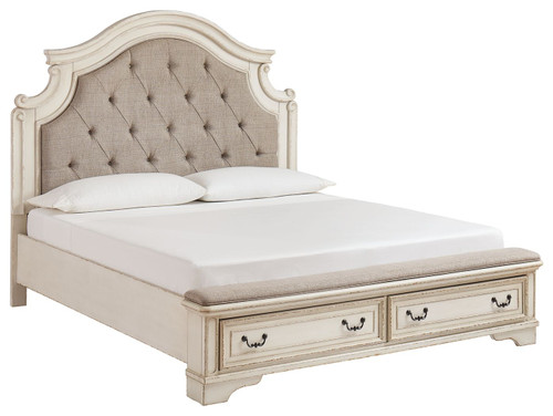 Realyn - California King Upholstered Bed - White / Brown / Beige