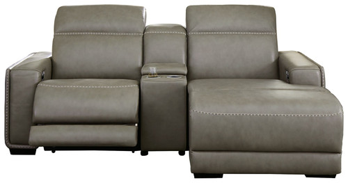 Correze - 3-Piece Power Reclining Sectional With RAF Back Chaise - Gray