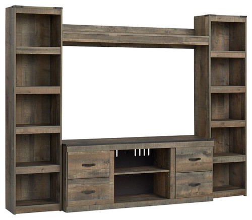 Trinell - 4-Piece Entertainment Center With 60" TV Stand W/Fireplace Option - Brown