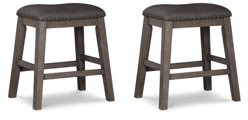 Caitbrook - Upholstered Stool (Set of 2) - Gray