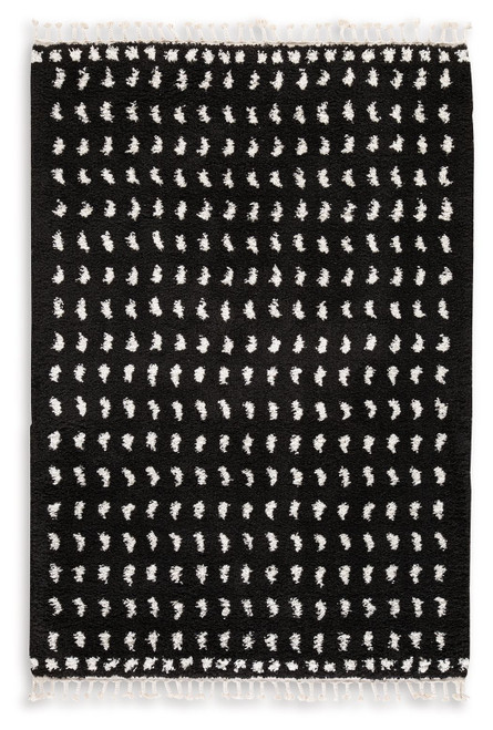 Minston - 5' x 7' Rug - Black / White