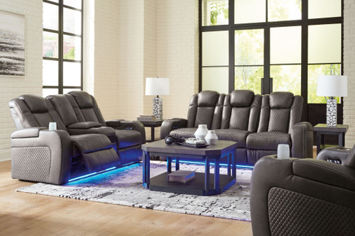 Fyne-Dyme - 3 Pc. - Power Reclining Sofa, Power Reclining Loveseat, Power Recliner - Shadow