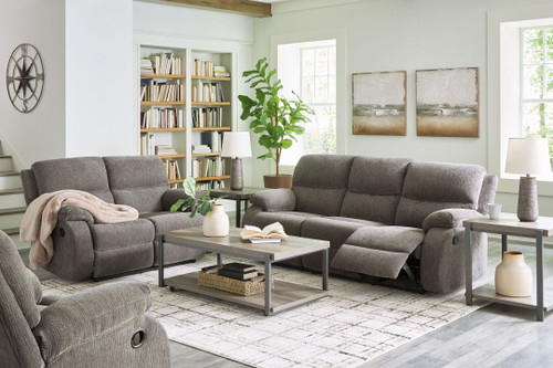 Scranto - 3 Pc. - Reclining Sofa, Reclining Loveseat, Rocker Recliner - Brindle