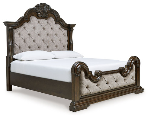 Maylee - King Upholstered Bed - Dark Brown