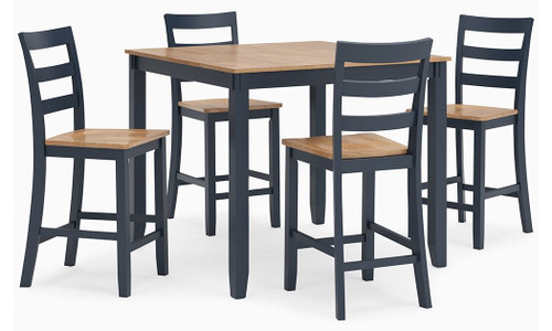 Gesthaven - Dining Room Counter Table Set (Set of 5) - Natural / Blue