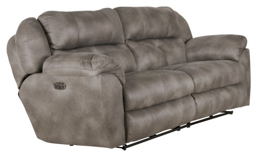 Ferrington - Power Lay Flat Reclining Sofa With Power Adjustable Headrest & Lumbar - Steel