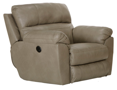 Costa - Top Grain Italian Leather Power Lay Flat Recliner - Putty