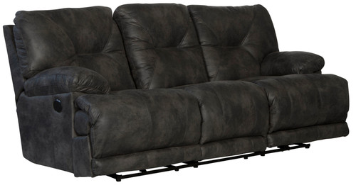 Voyager - Fabric Power Lay Flat Reclining Sofa - Slate