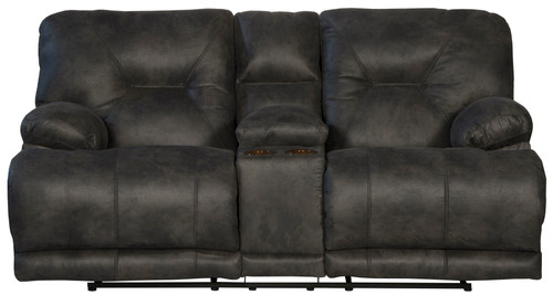 Voyager - Fabric Lay Flat Console Reclining Loveseat - Slate