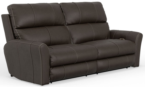 Fredda - Italian Leather Match Power Zero Gravity Reclining Sofa With Power Adjustable Headrest - Coffee