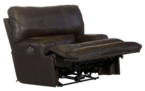 Wembley - Italian Leather Match Power Lay Flat Recliner With Power Adjustable Headrest & Lumbar - Chocolate