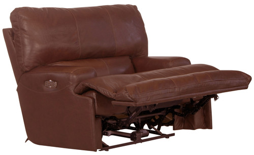 Wembley - Italian Leather Match Power Lay Flat Recliner With Power Adjustable Headrest & Lumbar - Walnut