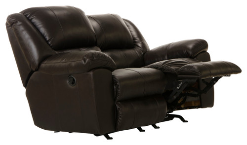 Transformer II - Rocking Reclining Loveseat - Chocolate Top Grain Italian Leather Match
