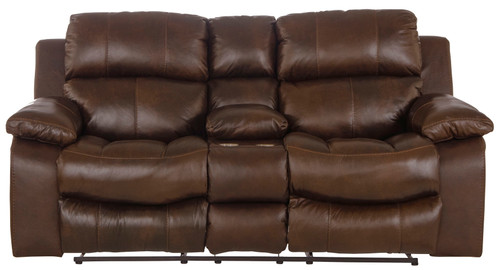 Positano - Top Grain Italian Leather Reclining Console Loveseat - Cocoa
