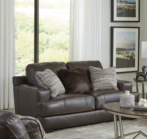 Marco - Leather Loveseat - Chocolate