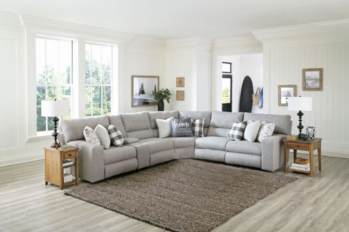 Rockport - 6 Piece Power Reclining Sectional With 3 Lay-Flat Reclining Seats - Gray