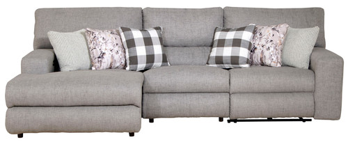 Rockport - 3 Piece Power Reclining Sectional With 1 LSF Lay-Back Chaise, 1 Armless Chair And 1 Lay-Flat Recliner - Gray
