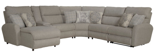 McPherson - 6 Piece Power Reclining Sectional With LSF Lay-Back Chaise And 1 Lay-Flat Reclining Seat - Beige