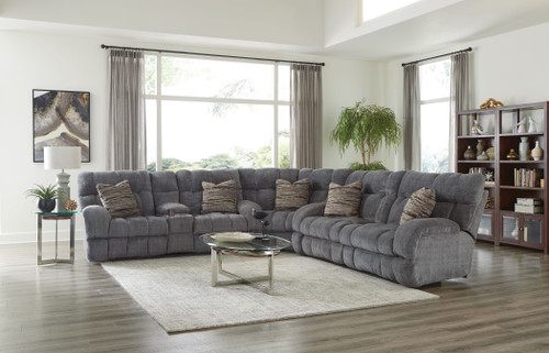 Ashland - 3 Piece Manual Reclining Sectional With 4 Lay Flat Reclining Seats - Granite