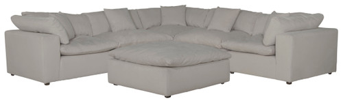 Posh - 6 Piece Modular Sectional With 2 Armless, 3 Corners, 1 Cocktail Ottoman - Dove