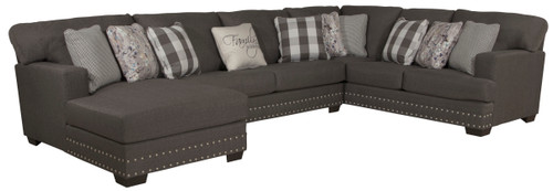 Crawford - 3 Piece Sectional With LSF Chaise And 10 Included Accent Pillows - Dark Gray