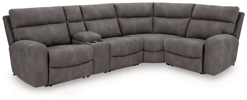 Next-Gen Durapella - 5-Piece Power Reclining Sectional With Console - Slate
