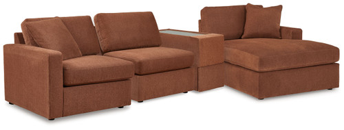 Modmax - 4-Piece Sectional With Raf Corner Chaise And Storage Console - Spice
