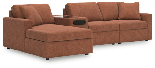 Modmax - 4-Piece Sectional With Laf Corner Chaise And Audio System Console - Spice