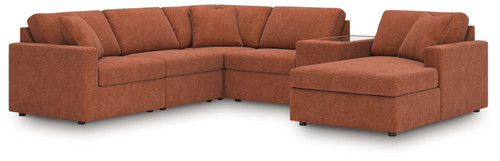 Modmax - 6-Piece Sectional With Raf Corner Chaise, Laf Corner Chair And Storage Console - Spice