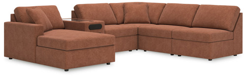 Modmax - 6-Piece Sectional With Laf Corner Chaise And Audio System Console - Spice
