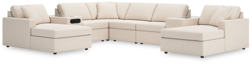 Modmax - 8-Piece Double Chaise Sectional With Audio And Storage Consoles - Oyster