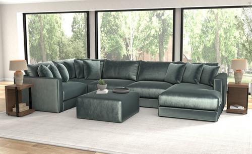 Remington - 5 Piece Modular Sectional (RSF Chaise) And 1 Included Cocktail Ottoman - Pine