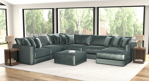 Remington - 6 Piece Modular Sectional (RSF Chaise) And 1 Included Cocktail Ottoman - Pine