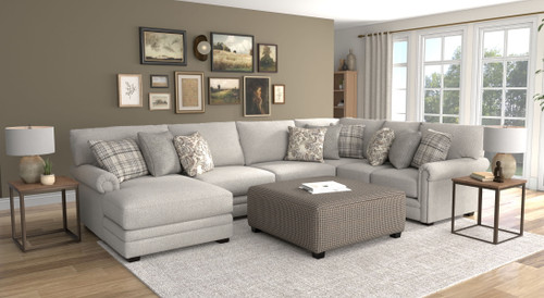 Livingston - 3 Piece Sectional With Comfort Coil Seating, 9 Included Accent Pillows And 1 Included 45" Cocktail Ottoman (LSF Chaise) - Linen
