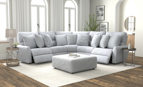 Majesty - 3 Piece Deep Seating Power Reclining Sectional With 1 Castered Cocktail Ottoman - Shark