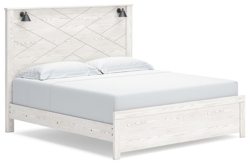 Gerridan - King Panel Bed with Sconces - White