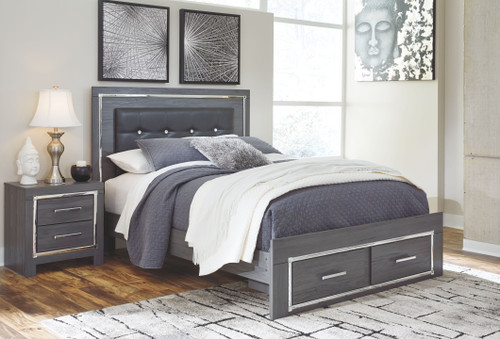 Lodanna - Queen Platform Bed with 2 Storage Drawers - Gray