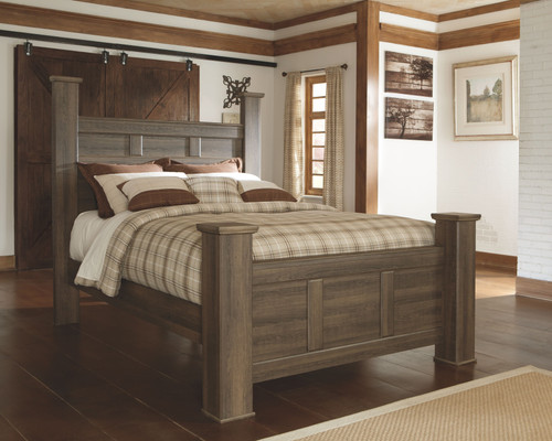 Juararo - Queen Poster Bed - Dark Brown