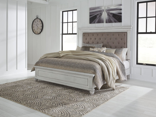 Kanwyn - King Upholstered Panel Bed - Whitewash