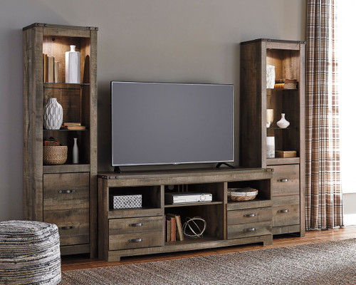 Trinell - 3 Pc. - Entertainment Center - 63" TV Stand - Brown