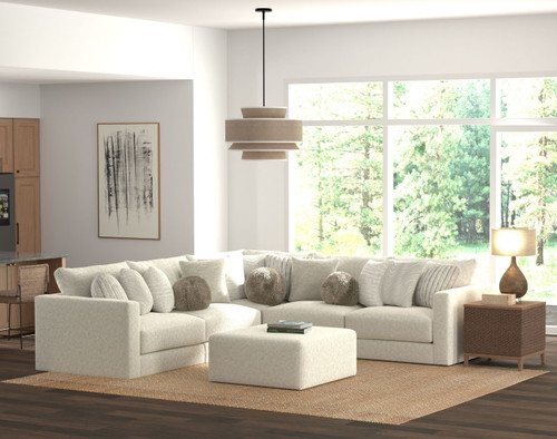 Ritzy - 5 Piece Modular Sectional And 1 Included Cocktail Ottoman - Bone