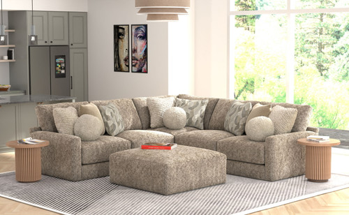 Turner - 3 Piece Sectional With Cocktail Ottoman - Mushroom