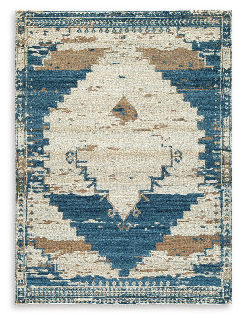 Varnler - 5' x 7' Rug - Blue / Brown / Tan