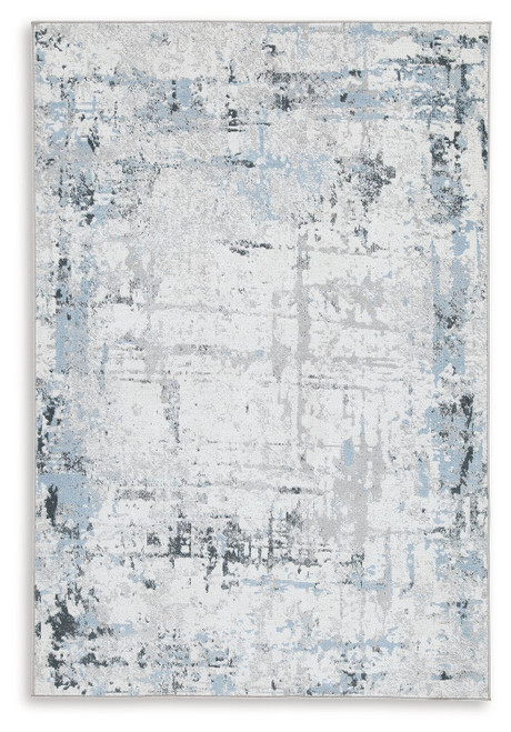 Emertonly - 5' x 7' Washable Rug - Blue / White / Gray